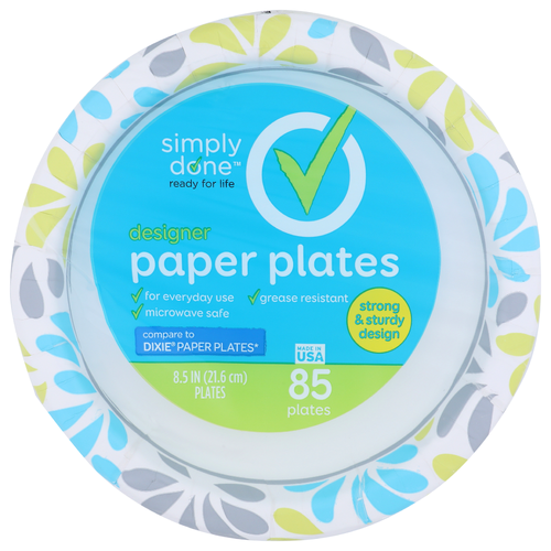 Simply Done Designer Paper Plates - 85 Count