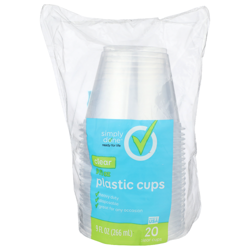 Simply Done Clear Plastic Cups - 9 Fluid Ounce - 20 Count