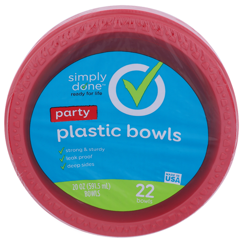 Simply Done Party Plastic Bowls - 20 Ounce - 22 Count