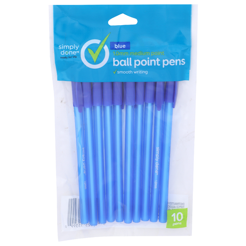 Simply Done Blue Medium Point Ball Pens - 10 Count