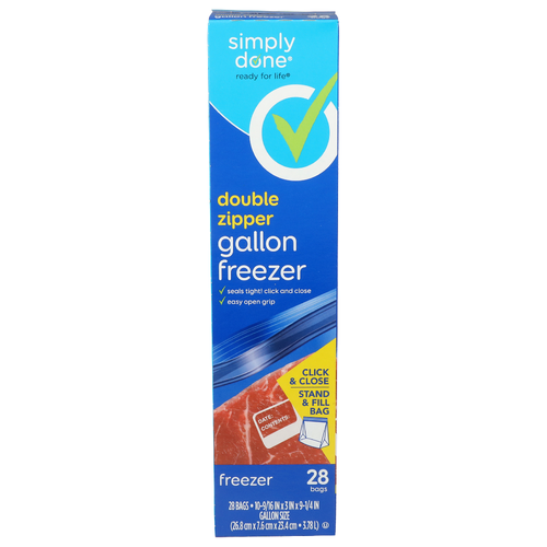 Simply Done Double Zipper Gallon Freezer - 28 Count