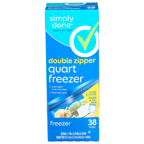 Simply Done Double Zipper Quart Freezer - 38 Count