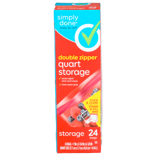 Simply Done Double Zipper Quart Storage - 24 Count