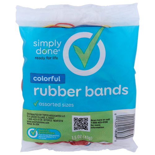 Simply Done Colorful Rubber Bands - 1.5 Ounce