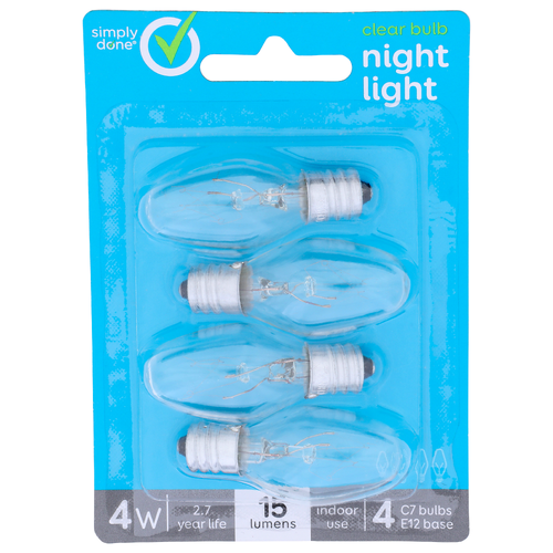 Simply Done Night Light Clear Bulb - 4 Count