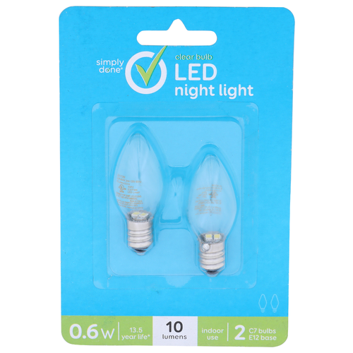 Simply Done Clear Bulb Night Light Led - 2 Count