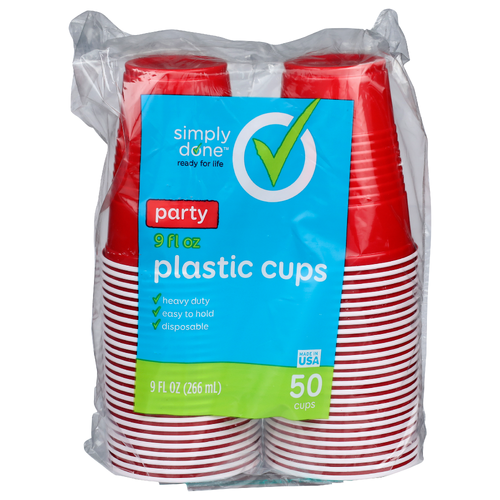Simply Done Party Plastic Cups - 9 Fluid Ounce - 50 Count
