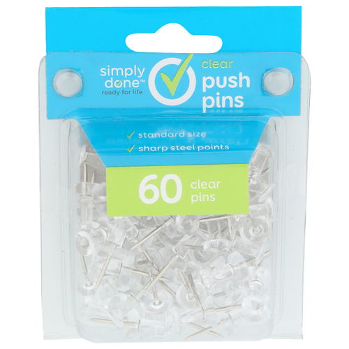 Simply Done Clear Push Pins - 60 Count