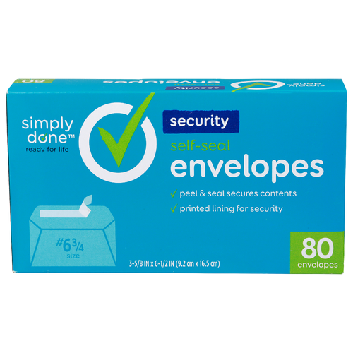 Simply Done Security Self-Seal Envelopes - 80 Count