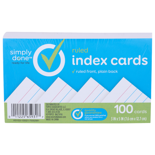 Simply Done Ruled Index Cards - 100 Count