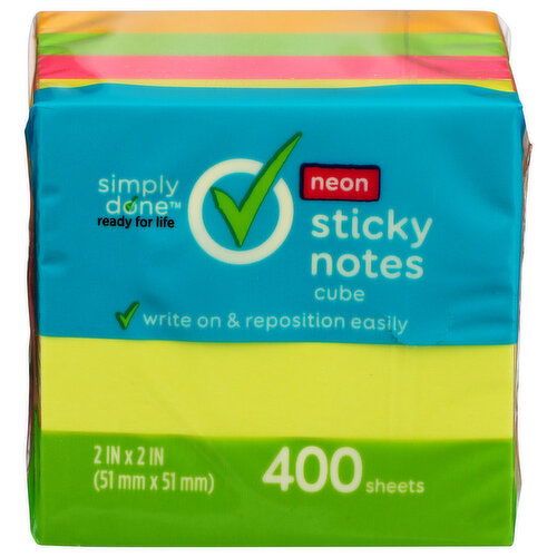 Simply Done Sticky Note 2X2 Cube - 400 Count Image 1 of 2