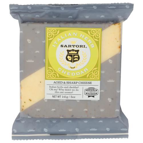 Sartori Italian Herb Cheddar Cheese Block - 141 Gram Image 1 of 4
