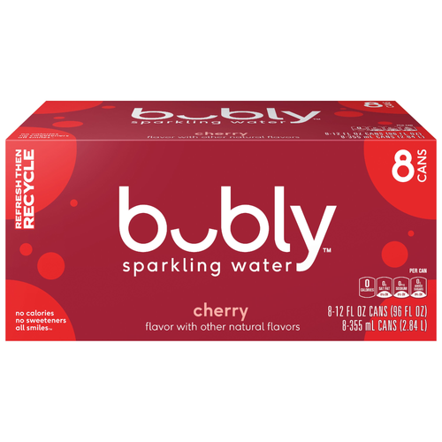 Bubly Sparkling Water Cherry - 96 Fluid Ounce