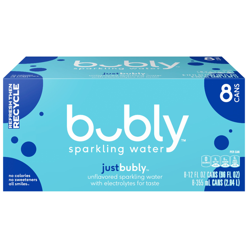 Bubly Sparkling Water Unflavored - 96 Fluid Ounce