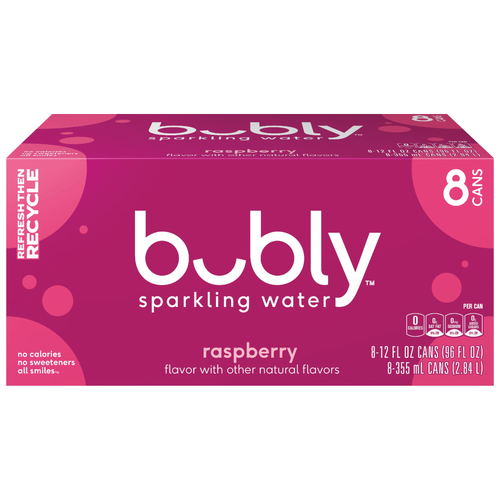 Bubly Sparkling Water Raspberry - 96 Fluid Ounce