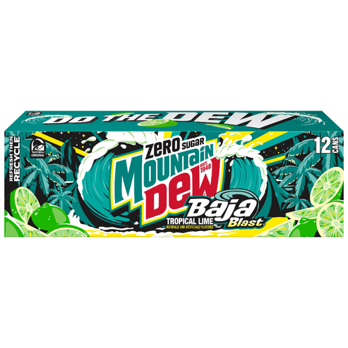 Mountain Dew Zero Sugar Baja Blast Soda Tropical Lime X - 144 Fluid Ounce