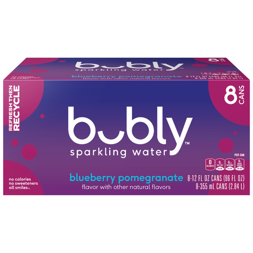 Bubly Sparkling Water Blueberry Pomegranate - 96 Fluid Ounce