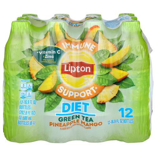 Lipton Pineapple Mango Diet Green Tea - 16.9 Fluid Ounce - 12 Count