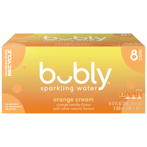 Bubly Sparkling Water Orange Cream - 96 Fluid Ounce
