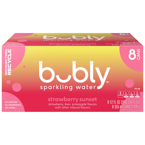 Bubly Sparkling Water Strawberry Sunset - 96 Fluid Ounce