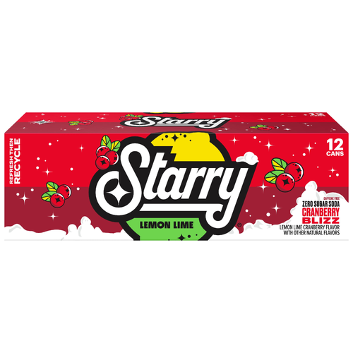 Starry Zero Sugar Soda Lemon Lime Cranberry Blizz X - 144 Fluid Ounce