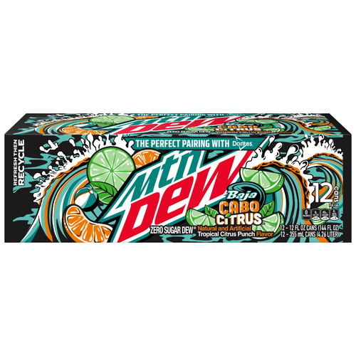Mountain Dew Mtn Baja Zero Sugar Soda Cabo Citrus - 144 Fluid Ounce