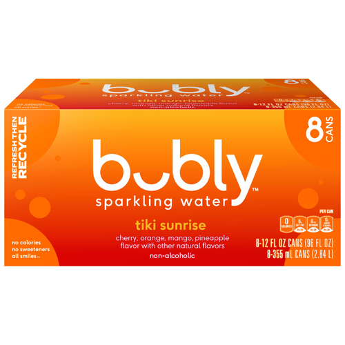 Bubly Sparkling Water Tiki Sunrise X - 96 Fluid Ounce