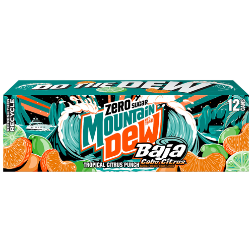 Mountain Dew Baja Cabo Citrus Zero Sugar Soda Tropical Punch, X - 144 Fluid Ounce