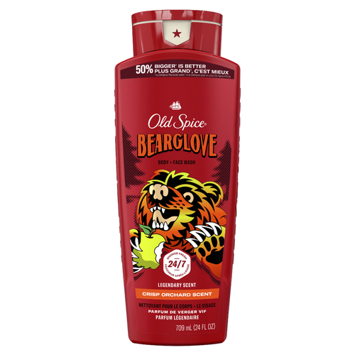 Old Spice Cleansing Body Wash For Men, 24/7 Shower Clean With Lasting Scent, 1 Face And Rich Lather, Bearglove, Crisp Orchard - 24 Ounce
