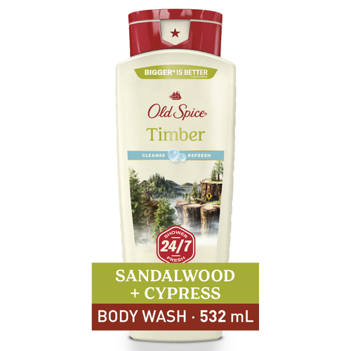 Old Spice Men's Body Wash For Men, Timber, 24/7 Shower Fresh - 18 Ounce