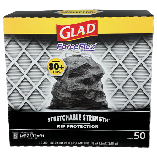 Glad Force Flex Drawstring Bags - 30 Gallon - 50 Count