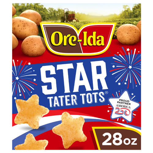 Ore-Ida Star Shaped Tater Tots Seasoned Shredded Frozen Potatoes - 28 Ounce Image 1 of 4