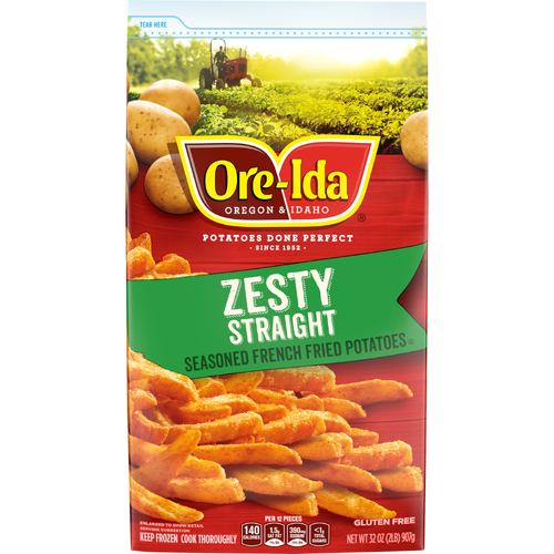 Ore-Ida Zesty Straight-Cut Seasoned French Fried Potatoes, Bag - 32 Ounce