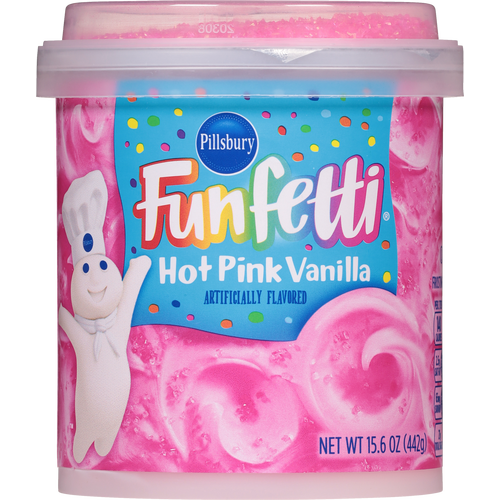 Pillsbury Funfetti Hot Pink Vanilla Frosting, Tub - 15.6 Ounce
