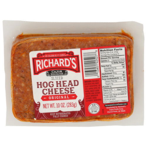 RICHARDS CAJUN FOODS Vp Country Hog Head Cheese Regular - 10 Ounce