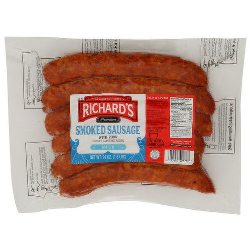 RICHARDS CAJUN FOODS V.p. Hickory Smoked Pork Sausage - 24 Ounce