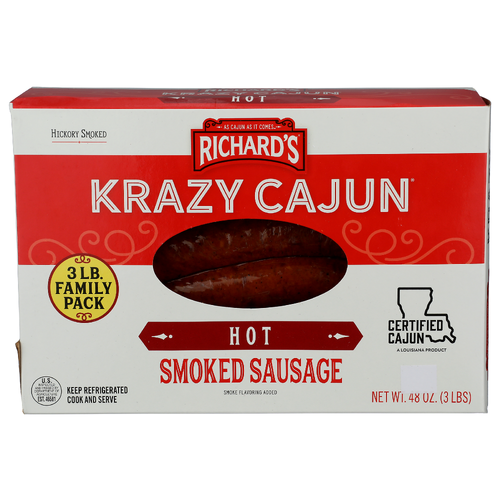 RICHARDS CAJUN FOODS Box Hot Krazy Rope Smoked Mixed Sausage - 48 Ounce