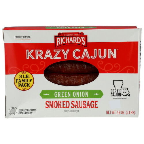 RICHARDS CAJUN FOODS Box Krazy Green Onion Smoked Mixed Sausage - 48 Ounce