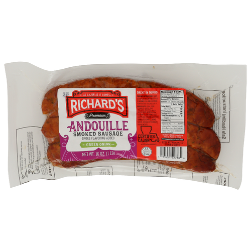 RICHARDS CAJUN FOODS V.p. Andouille Green Onion Sausage - 16 Ounce