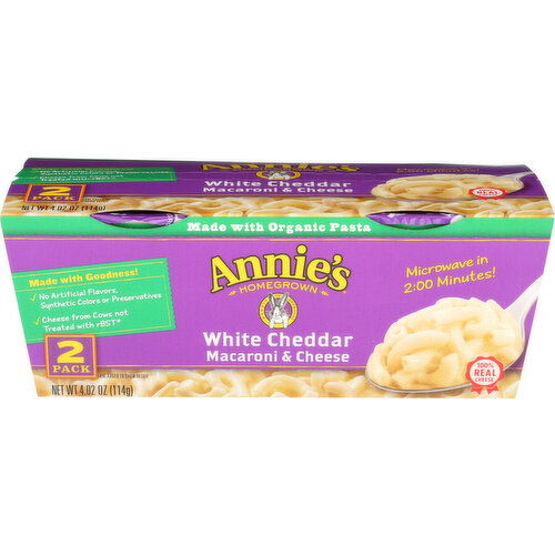 Annie's Homegrown Macaroni & Cheese White Cheddar - 2.01 Ounce - 2 Count