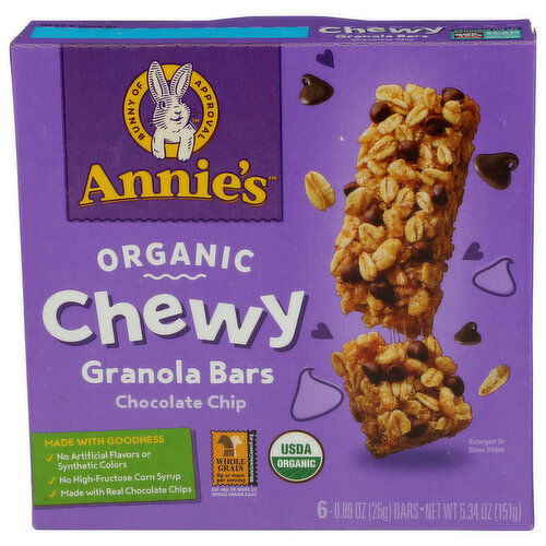 ANNIE'S HOMEGROWN Chewy Granola Bars - 0.89 Ounce - 6 Count