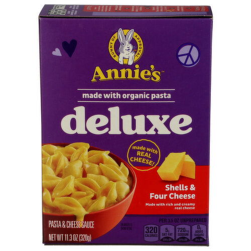 Annie's Rich & Creamy Shells & Four Cheese Deluxe Pasta & Cheese Sauce - 11.3 Ounce