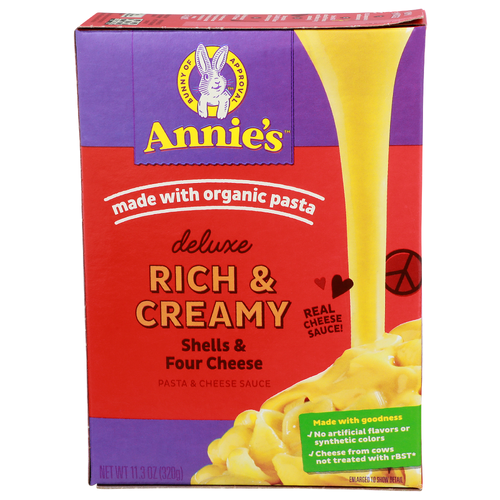 Annie's Rich & Creamy Shells & Four Cheese Deluxe Pasta & Sauce - 11.3 Ounce