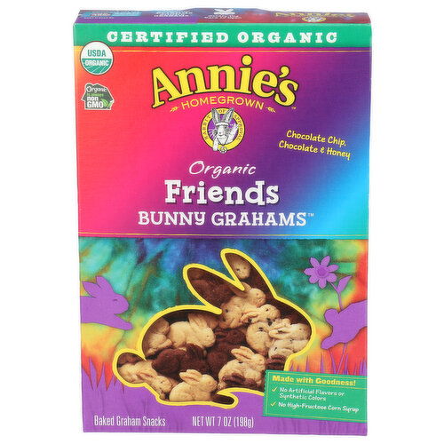 Annie's Homegrown Friends Bunny Grahams Honey, Chocolate And Chip - 7 Ounce