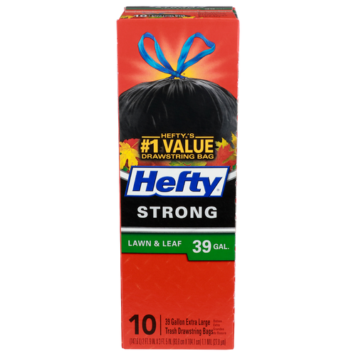 Hefty Lawn & Leaf Extra Large Trash Drawstring Bags - 39 Gallon - 10 Count