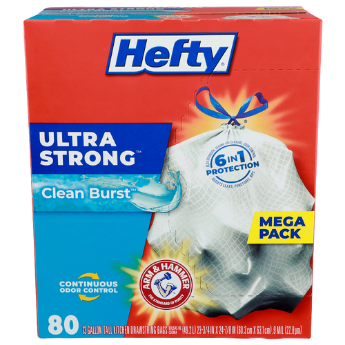 Hefty Ultra Strong Tall Kitchen Drawstring Bags - 13 Gallon - 80 Count
