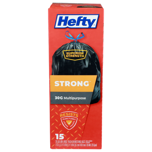 Hefty Large Trash Drawstring Bags - 30 Gallon - 15 Count