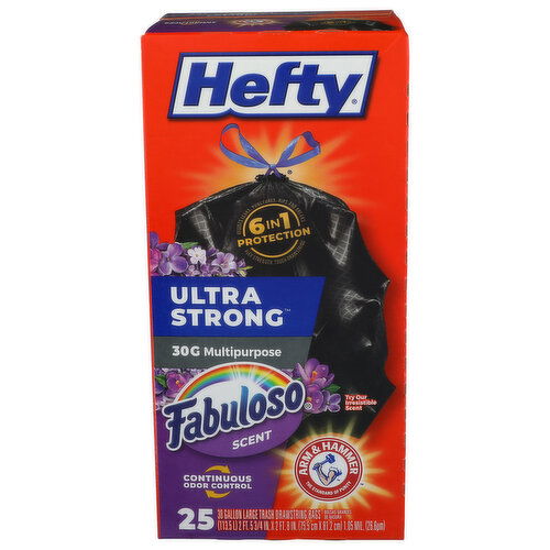 Hefty Trash Bags, Drawstring, Fabuloso Scent, Large - 25 Count