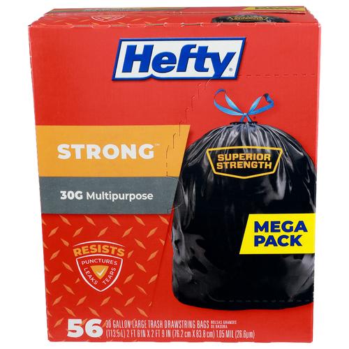 Hefty Large Trash Drawstring Bags - 30 Gallon - 56 Count