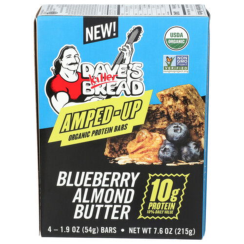 DAVE'S KILLER BREAD Amped-Up Protein Bars Blueberry Almond Butter - 1.9 Ounce - 4 Count